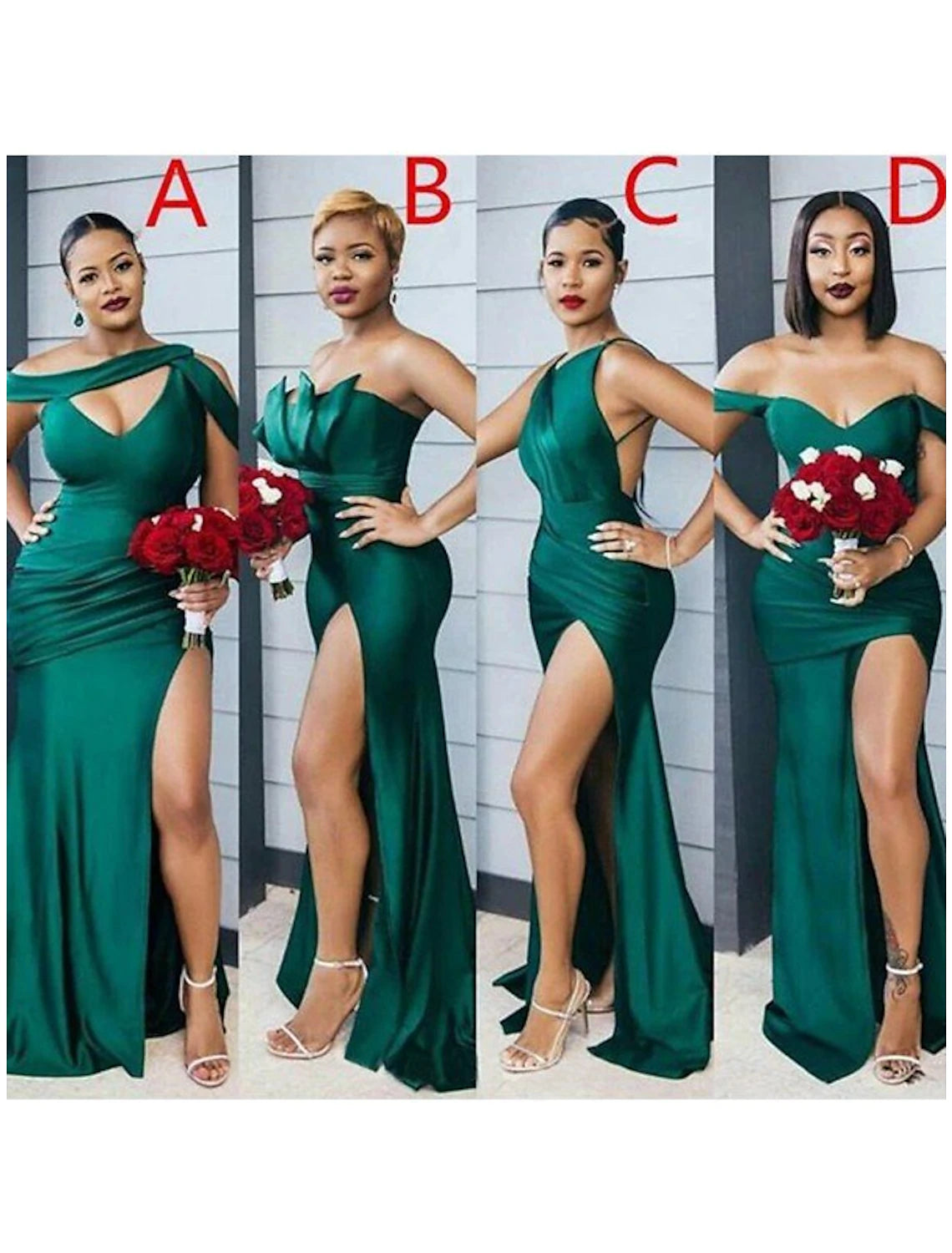 Wholesale A-Line Bridesmaid Dress Off Shoulder Sleeveless Sexy Sweep / Brush Train Charmeuse with Split Front